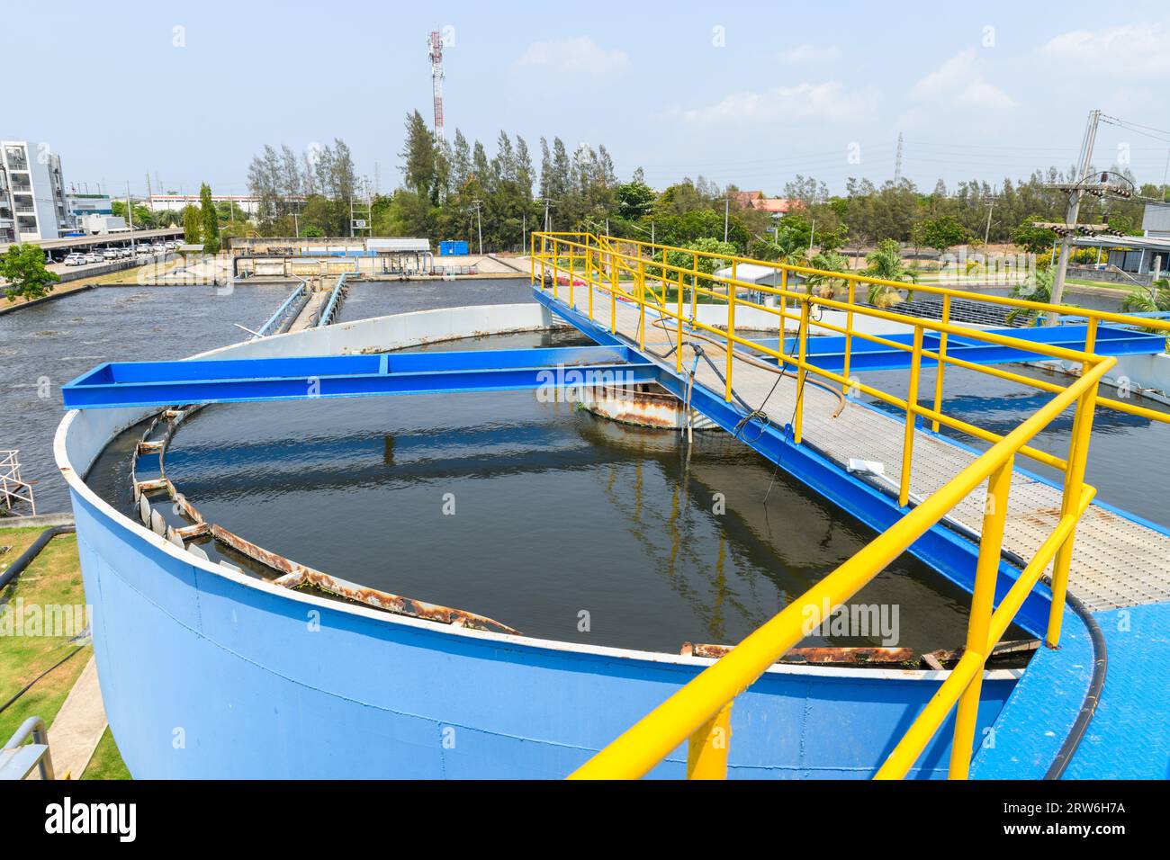 Aerated pool wastewater treatment system in industrial plants. environmental science and reuse