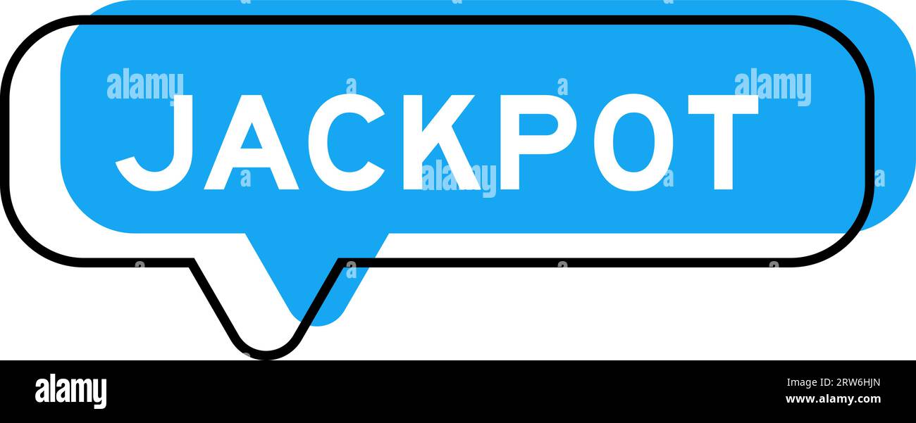 Speech banner and blue shade with word jackpot on white background Stock Vector