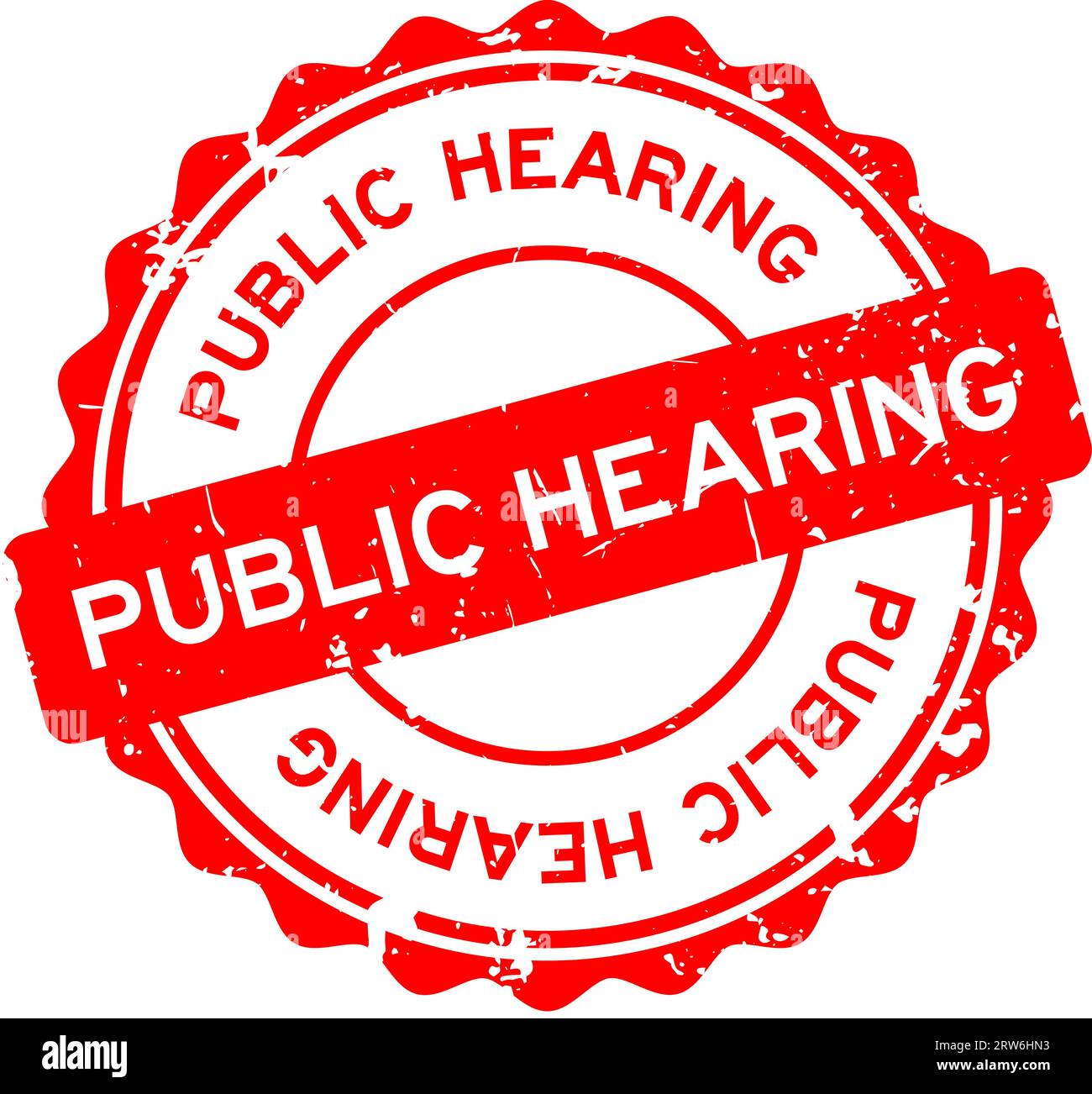 Grunge red public hearing word round rubber seal stamp on white background Stock Vector