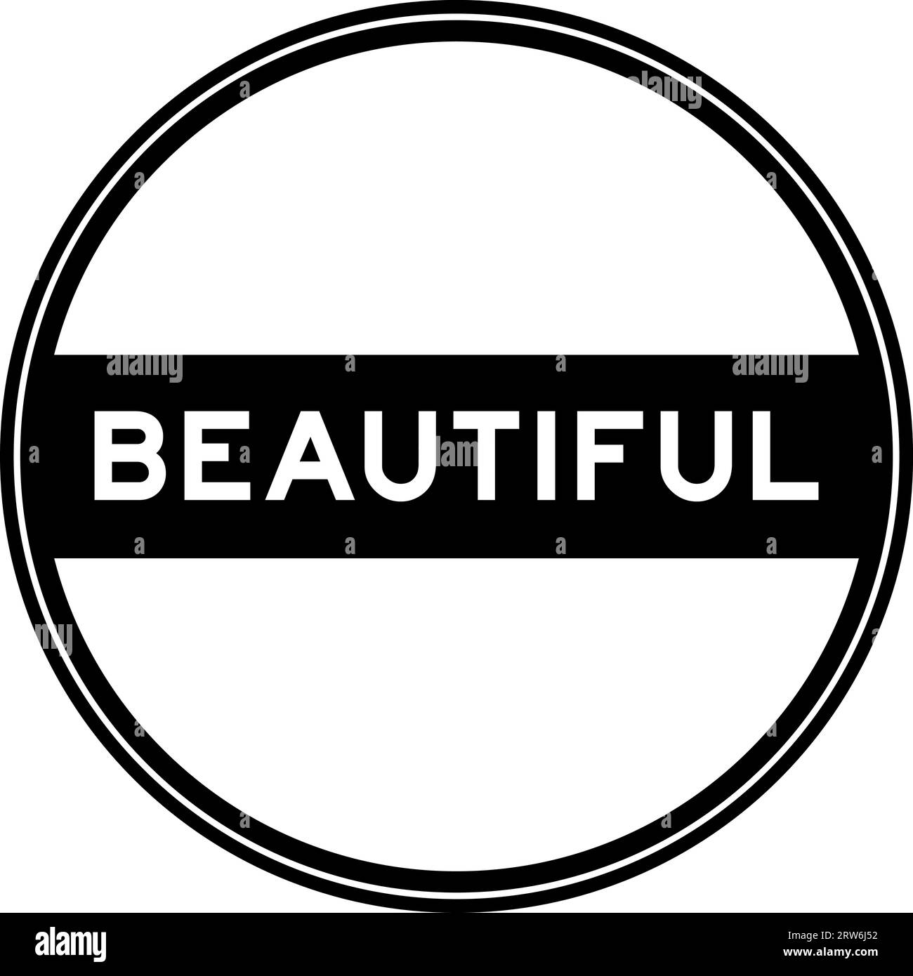 Black color round seal sticker in word beautiful on white background Stock Vector