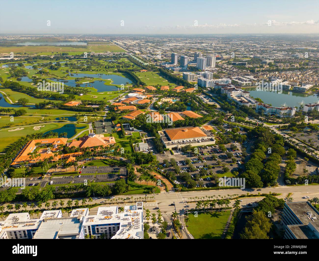 Doral, FL, USA - September 15, 2023: Aerial photo Trump National Doral Miami Golf Cob and Resort Stock Photo
