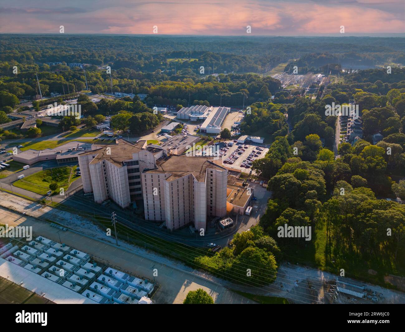 Aerial drone image of the Fulton County Jail Atlanta GA Stock Photo