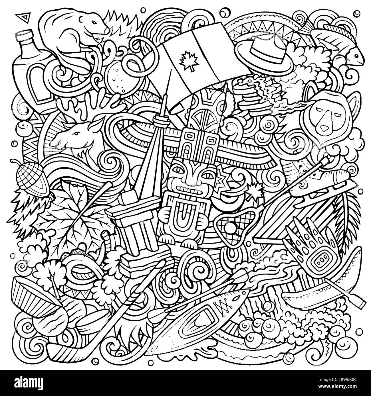 Canada cartoon doodle illustration. Funny Canadian design. Creative