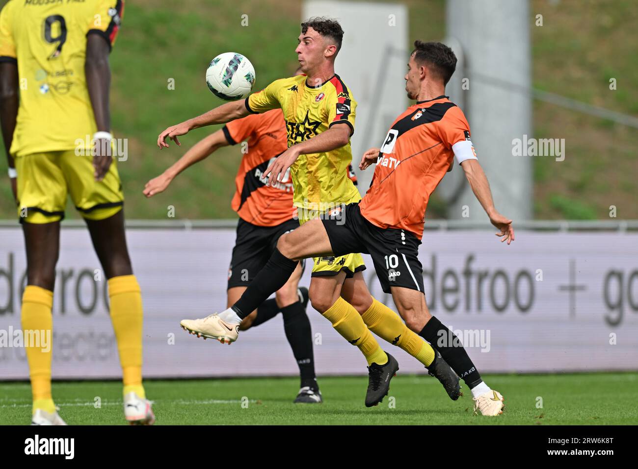 Deinze, Belgium. 17th Sep, 2023. Valentin Guillaume (14) of FC Seraing  pictured during a soccer game between KMSK Deinze and RFC Seraing during  the 5 th matchday in the Challenger Pro League