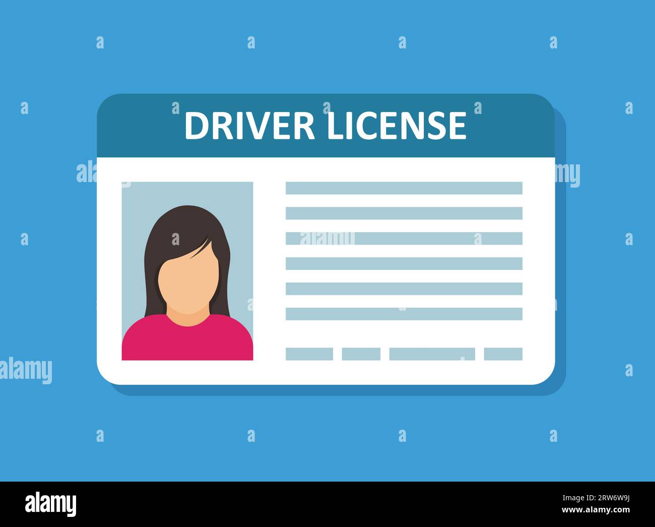 Driver license icon in flat style. Id card vector illustration on