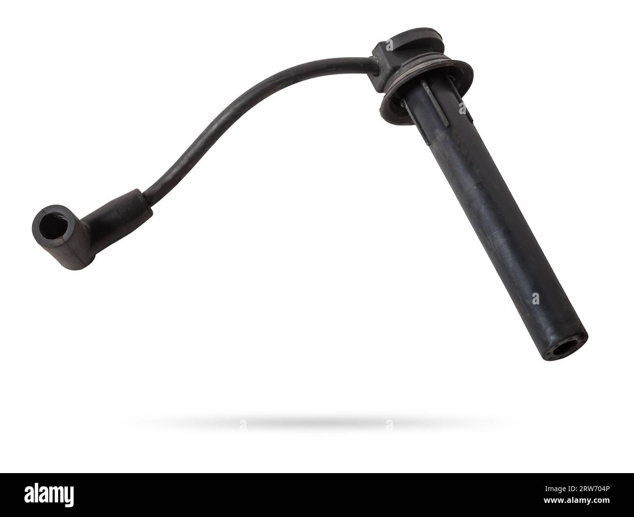 Black ignition wire of a high voltage for spark plug on blue and red