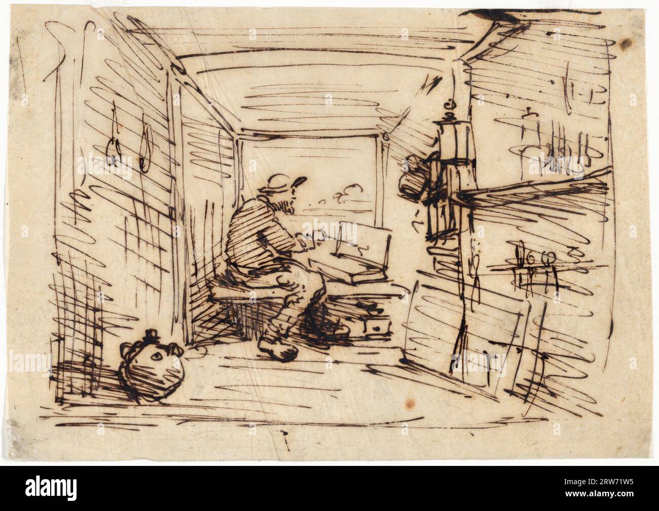 The Studio on the Boat. Charles-François Daubigny. 1862. Stock Photo