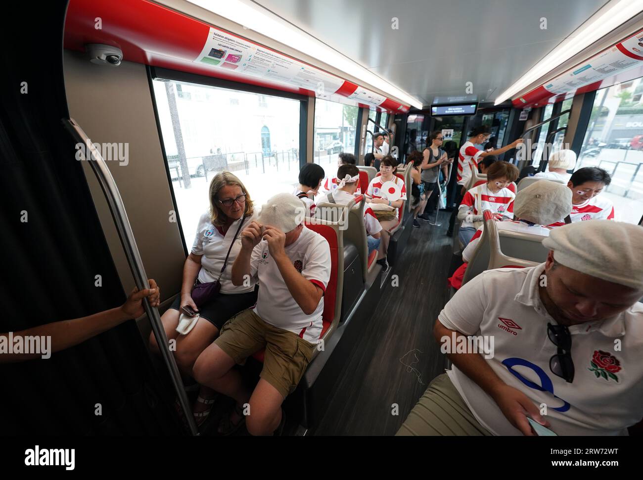 England fans travel to the stadium ahead of the Rugby World Cup 2023