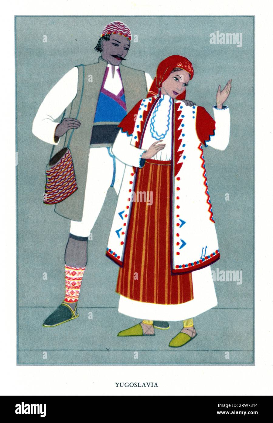 Peasant Costume in Europe - Kathleen Mann (1938) - Jugoslavia Stock Photo