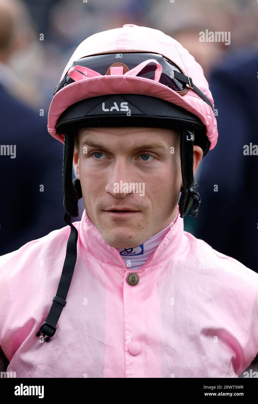 Jockey Finley Marsh during the Betfred St Leger Festival at Doncaster Racecourse. Picture date: Sunday September 17, 2023. Stock Photo