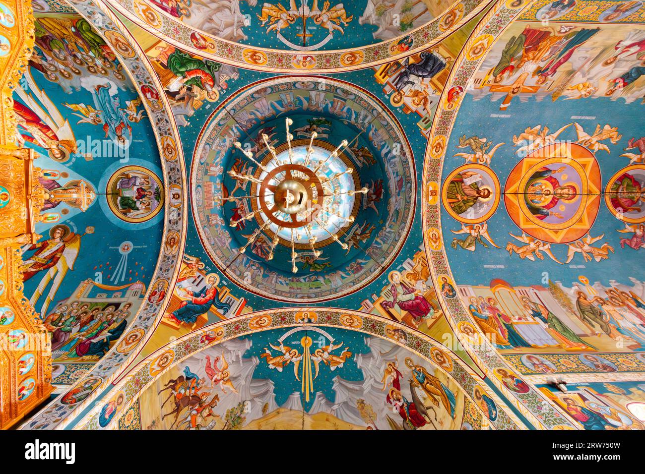 Orthodox church - inside view of walls and paintings Stock Photo