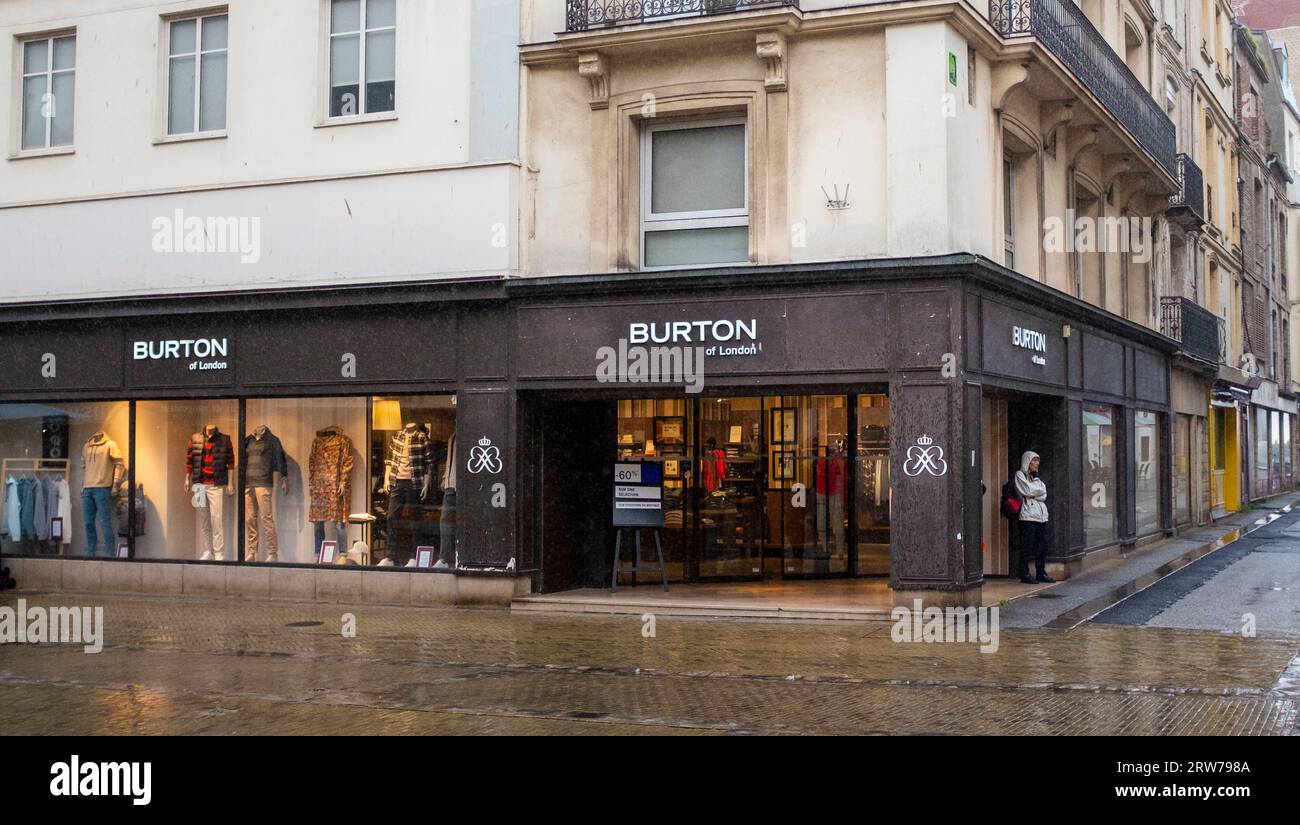 Burton of London store in the Grande Rue Dieppe , Normandy  Dieppe is a fishing port on the Normandy coast of northern France Stock Photo