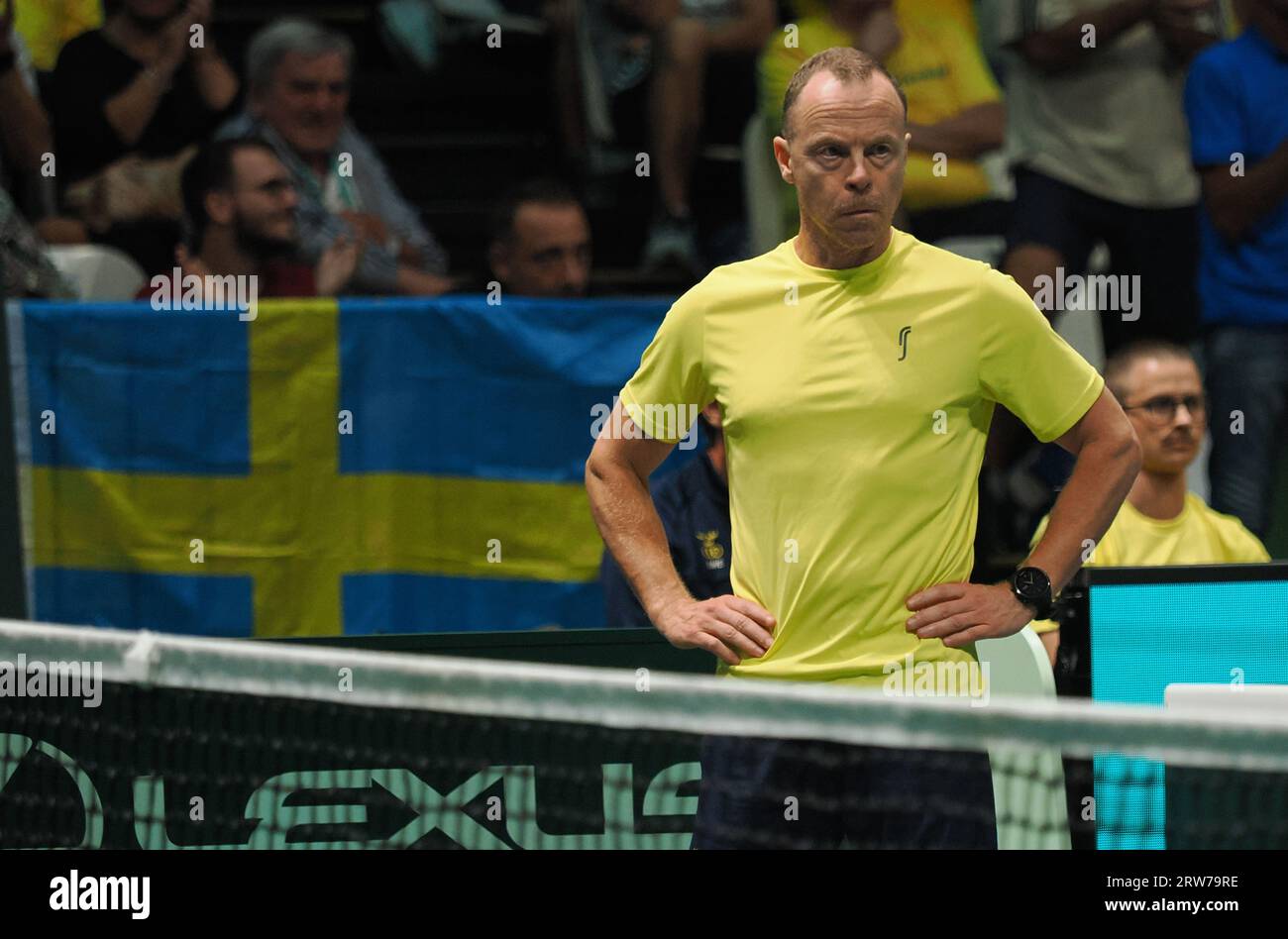 Bologna, Italy. 17th Sep, 2023. Robin soderling captain of Sweden team during the Italy vs Sweden - Finals group A match Matteo Arnaldi (ITA) vs. Leo Borg (SWE) at Unipol Arena - sport, tennis - September 17, 2023, Bologna, Italy - photo. c.b. Credit: Independent Photo Agency/Alamy Live News Stock Photo