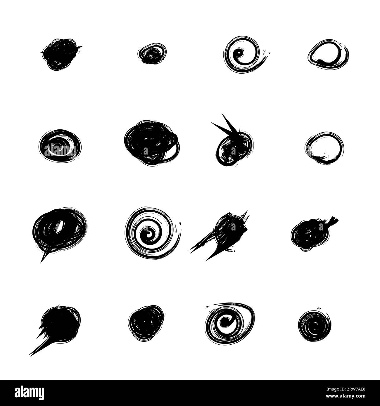 Set of hand drawn doodle circles in a grunge style. Vector illustration ...