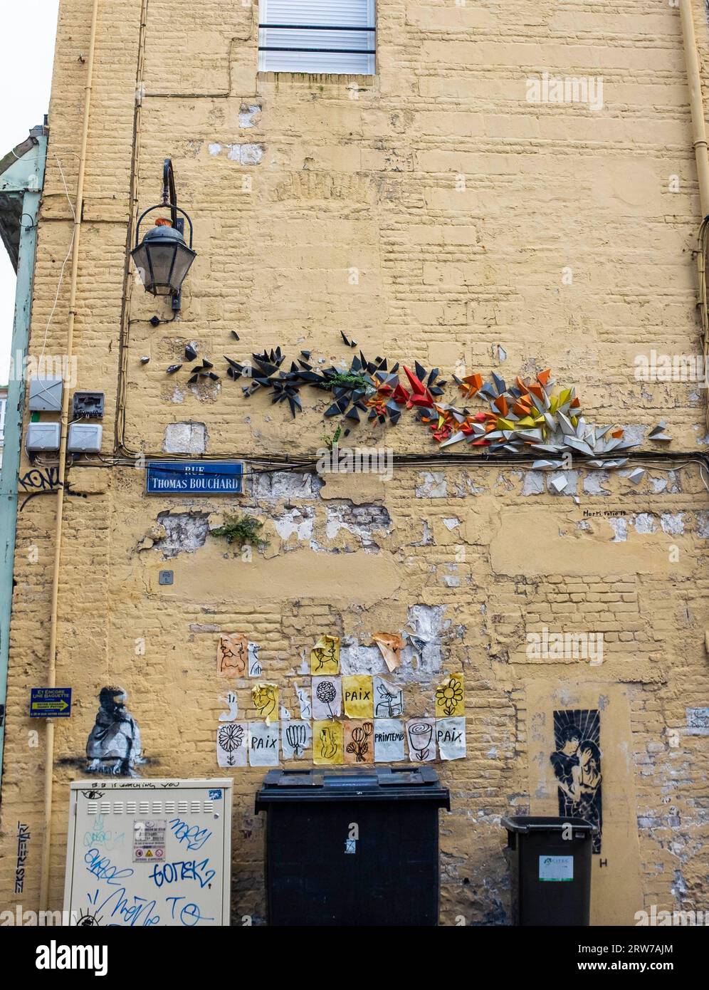 Graffiti and artwork on Rue Thomas Bouchard in Dieppe , Normandy Dieppe