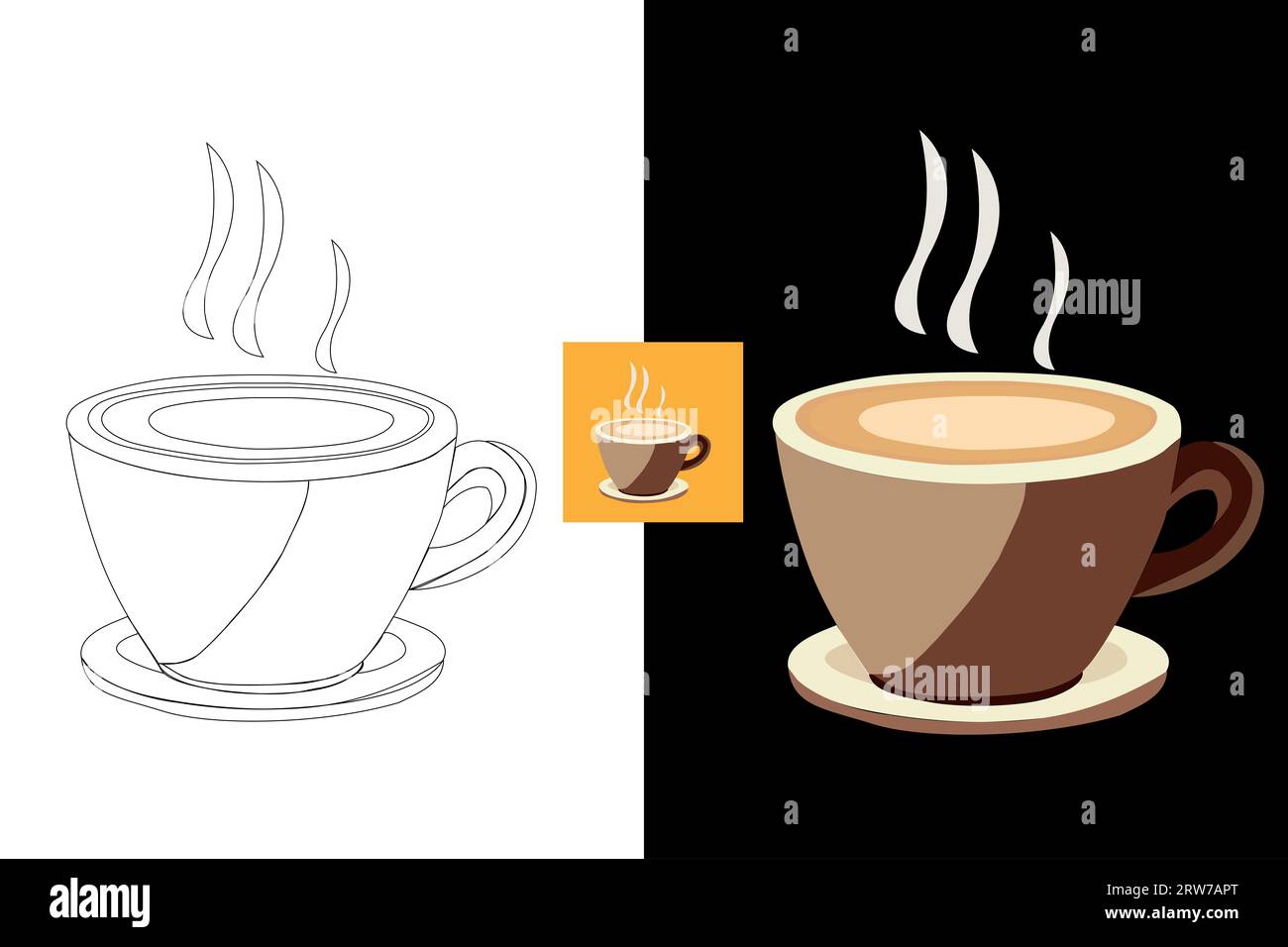 Icon depicting a set of coffee cups Drawn in a vector format Stock Photo