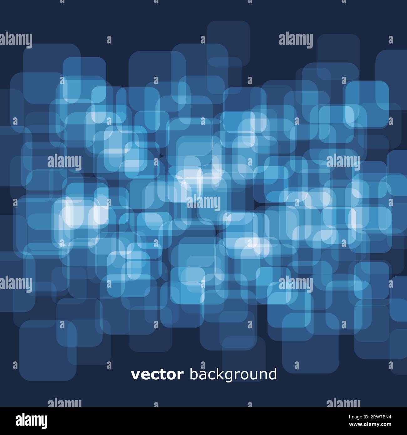 3D warped squares on blue background Stock Vector