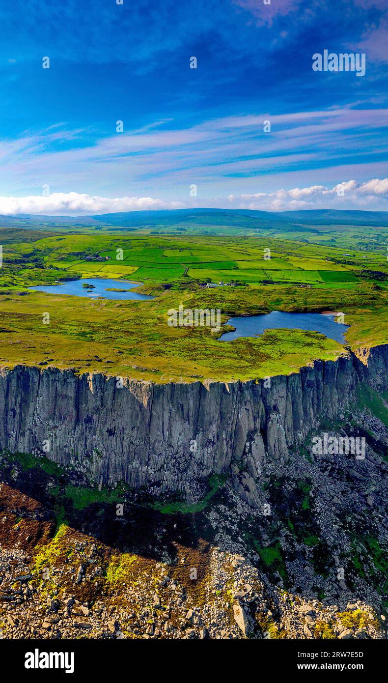 Aerial of Fair Head, County Antrim, Northern Ireland Stock Photo