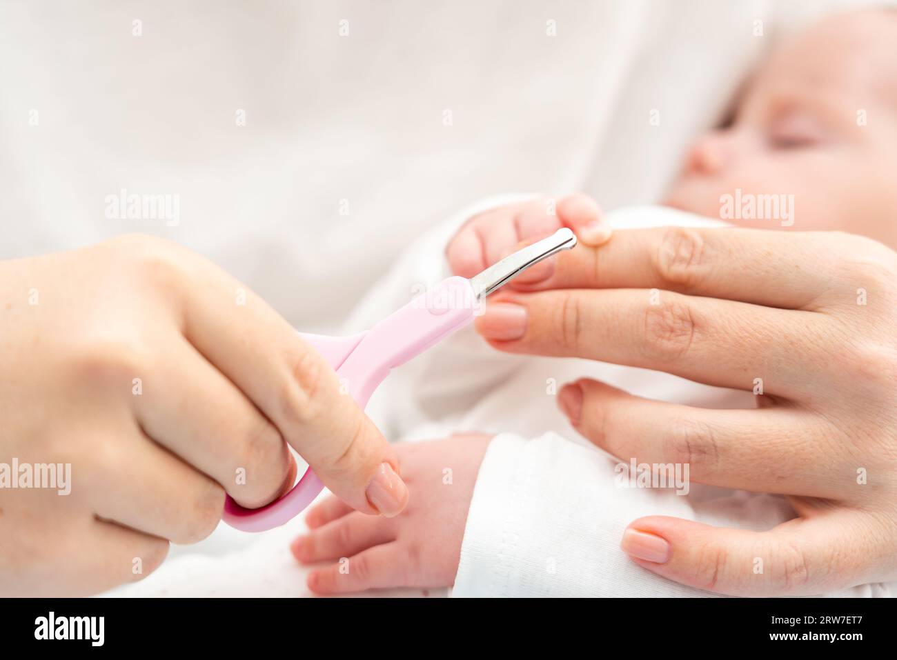 Every nail matters to a mother. Concept of newborn nail safety and