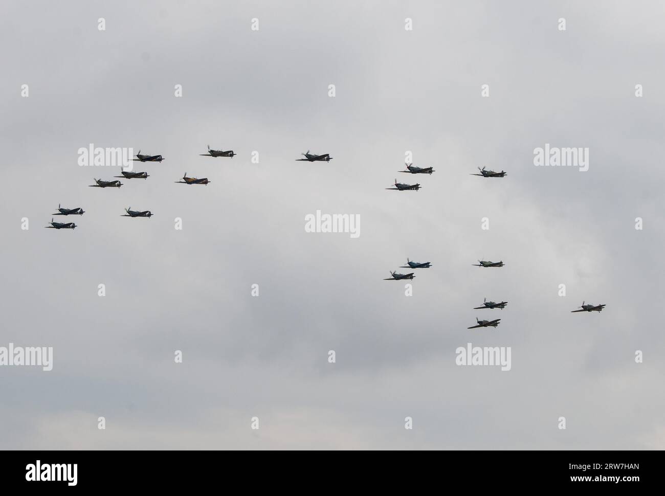 The Duxford ‘Big Wing’ formation passes, Duxford Battle of Britain Air