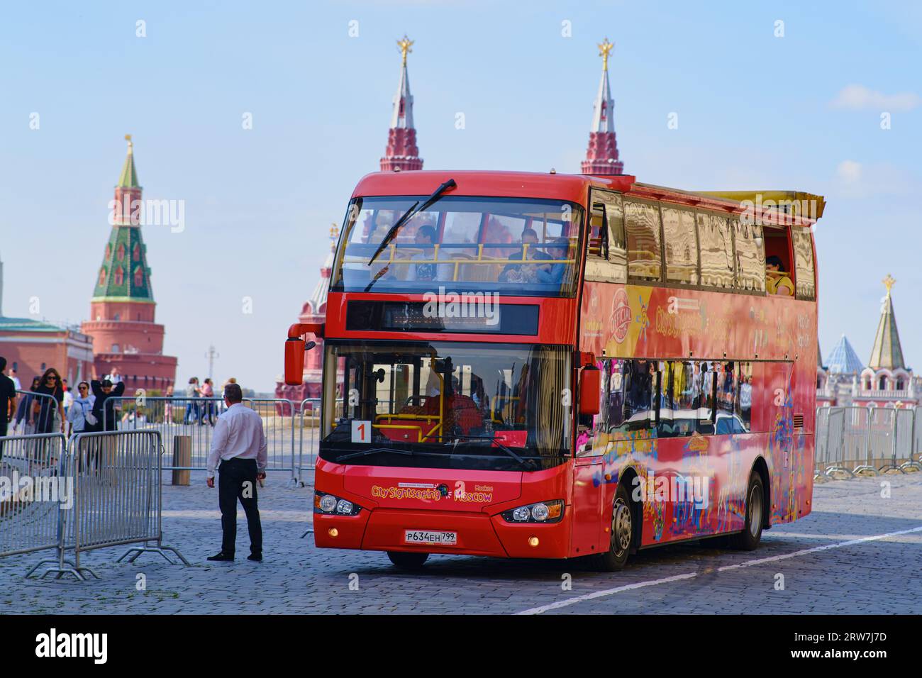 Bus In Russia Tourist bus on Red Square in Moscow. Red double decker bus on Red ...
