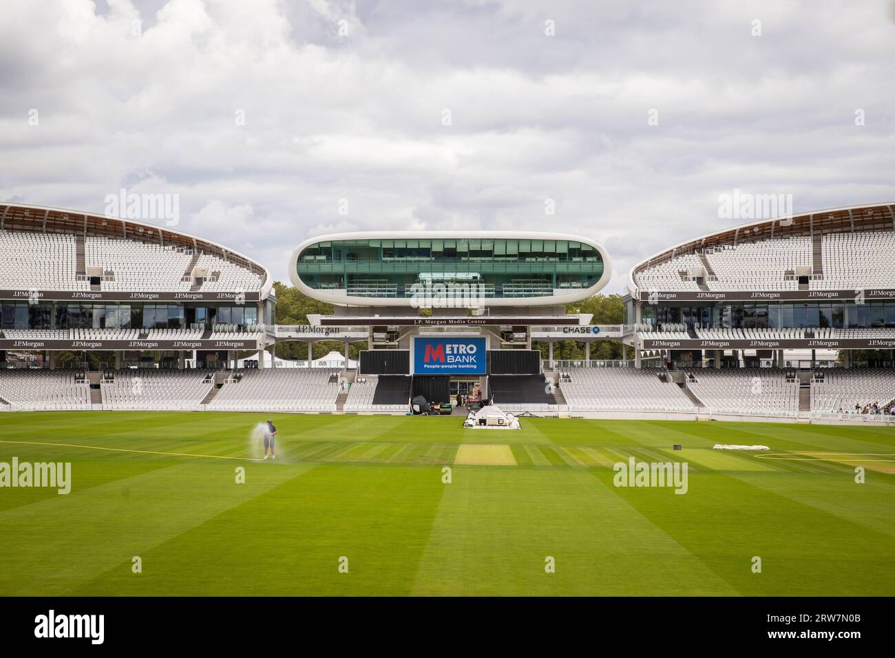 Media Centre from Lord's Pavilion at Lord's Cricket Ground Stock Photo