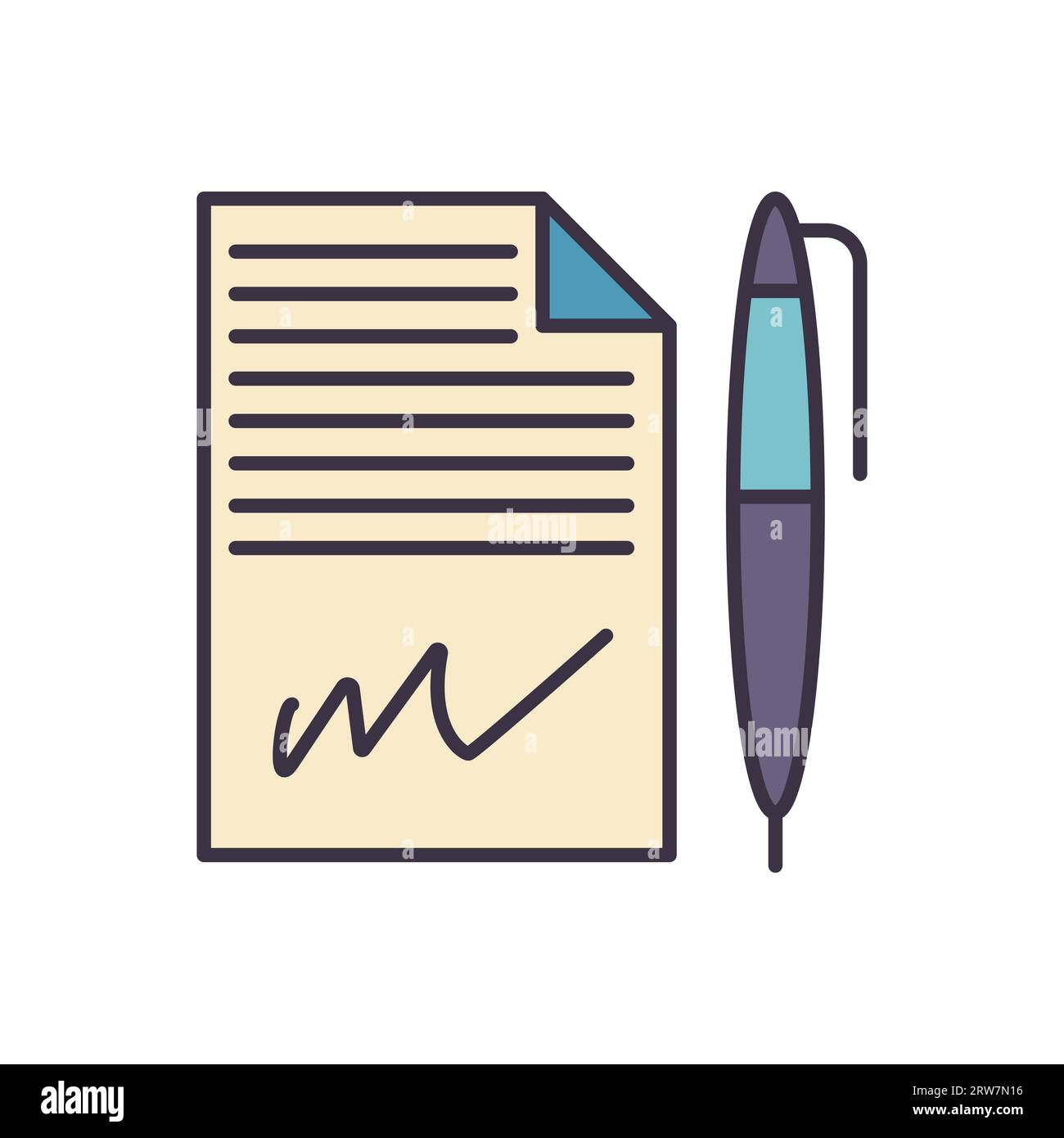 Contract related vector icon. Isolated on white background. Vector ...