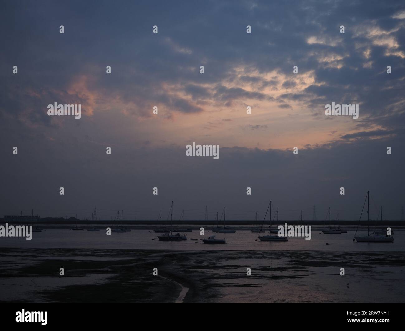 Queenborough, Kent, UK. 17th Sep, 2023. UK Weather: a stormy muted grey sunset in Queenborough, Kent this evening. Credit: James Bell/Alamy Live News Stock Photo