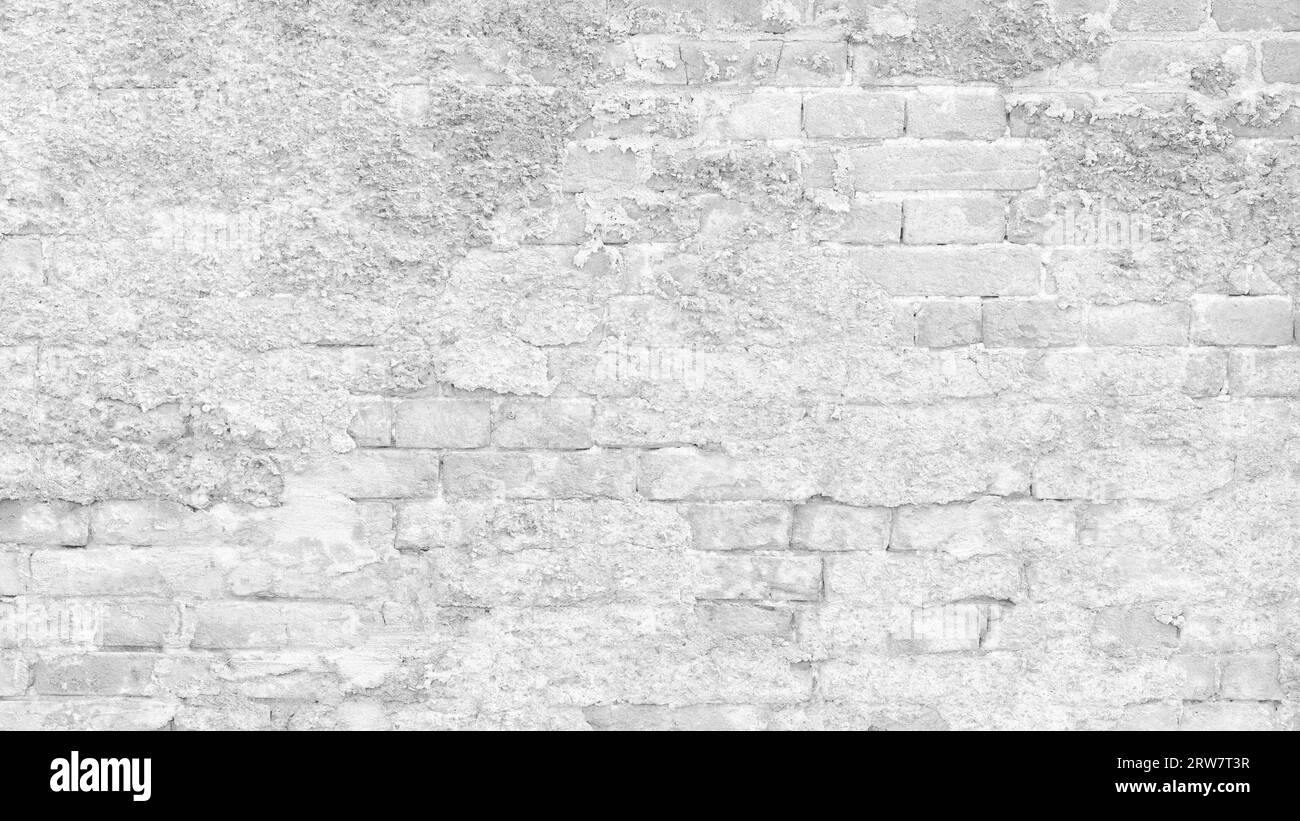 Abstract white brick wall texture for pattern background. wide panorama ...