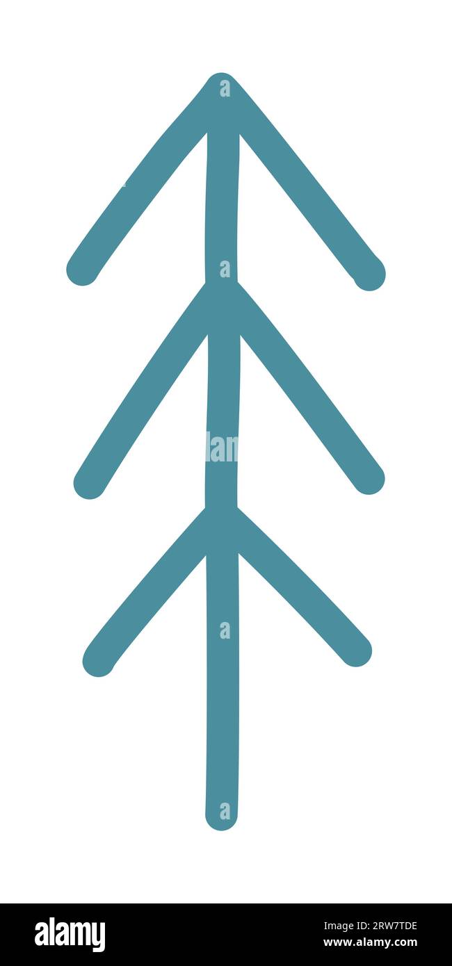 Simple Christmas tree or pine silhouette, doodle style vector outline ...