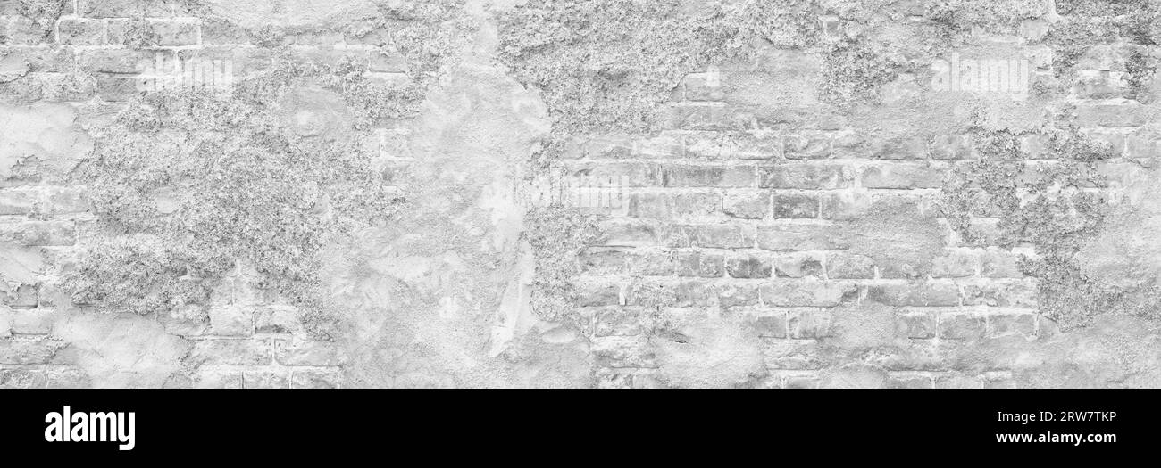 Abstract white brick wall texture for pattern background. wide panorama ...