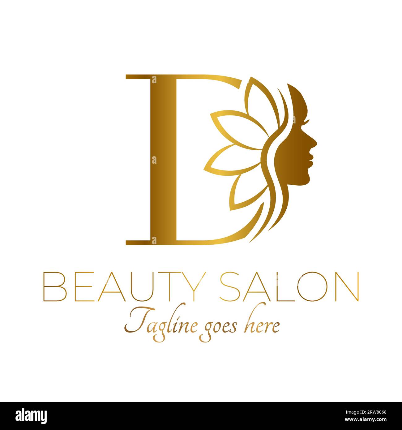 Gold D Letter Initial Beauty Brand Logo Design Stock Vector