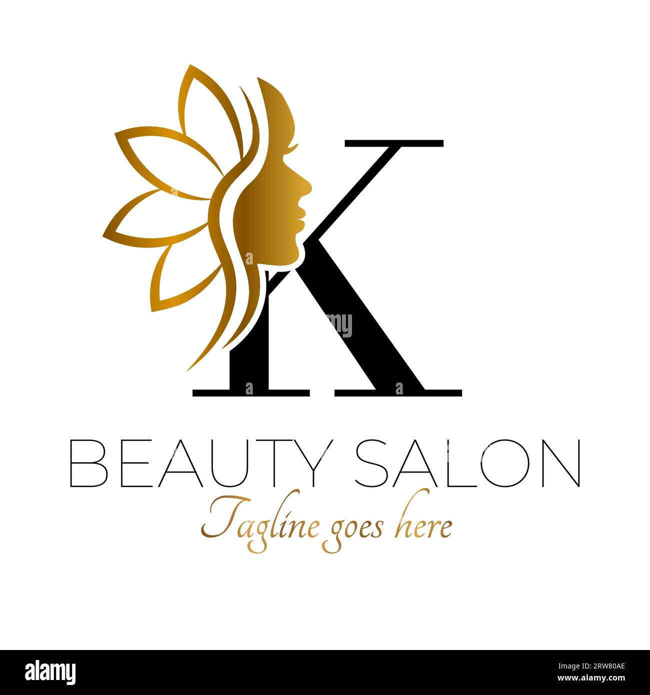 K Letter Initial Beauty Brand Logo Design in Black and Gold Stock ...