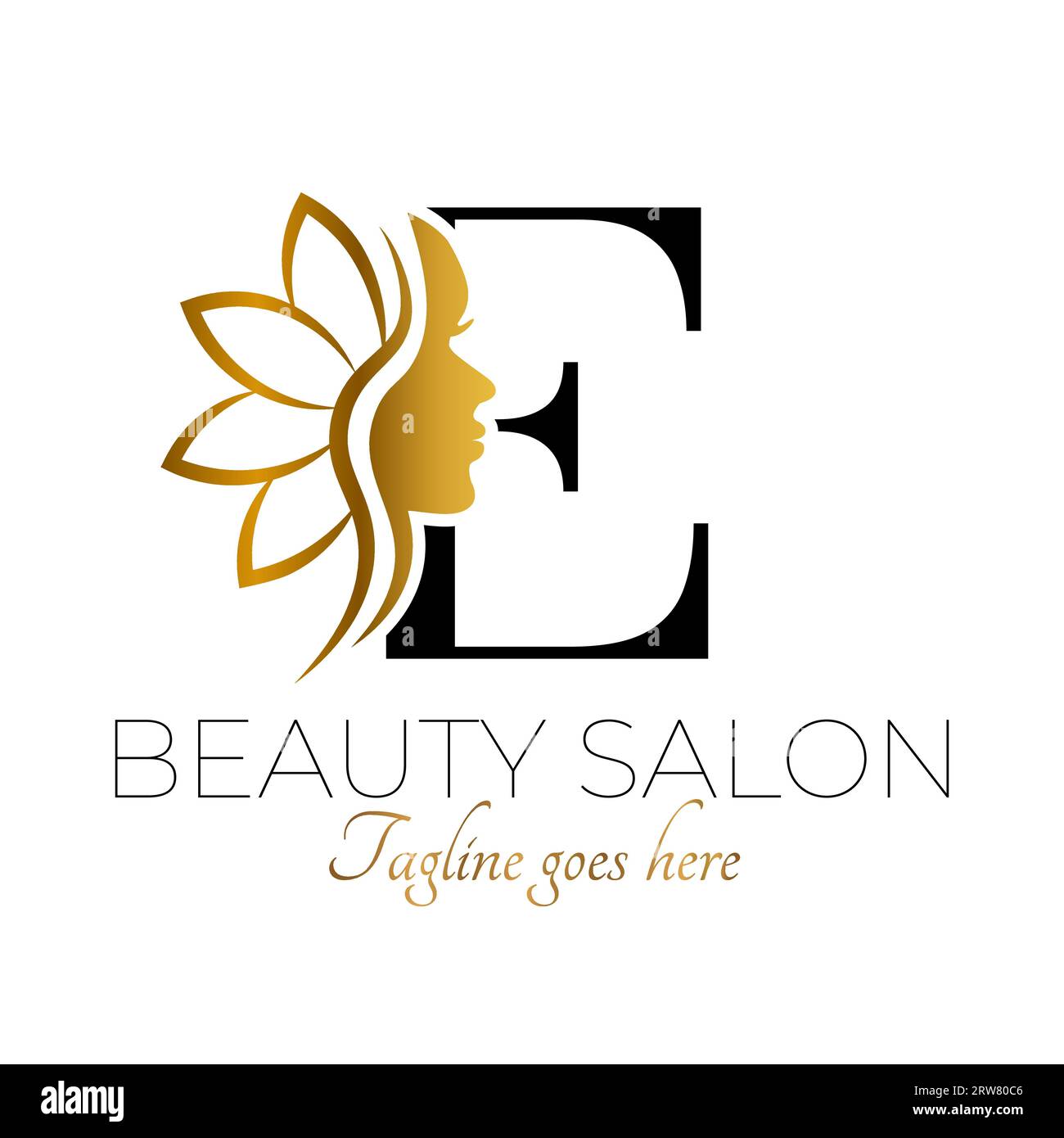 E Letter Initial Beauty Brand Logo Design in Black and Gold Stock ...