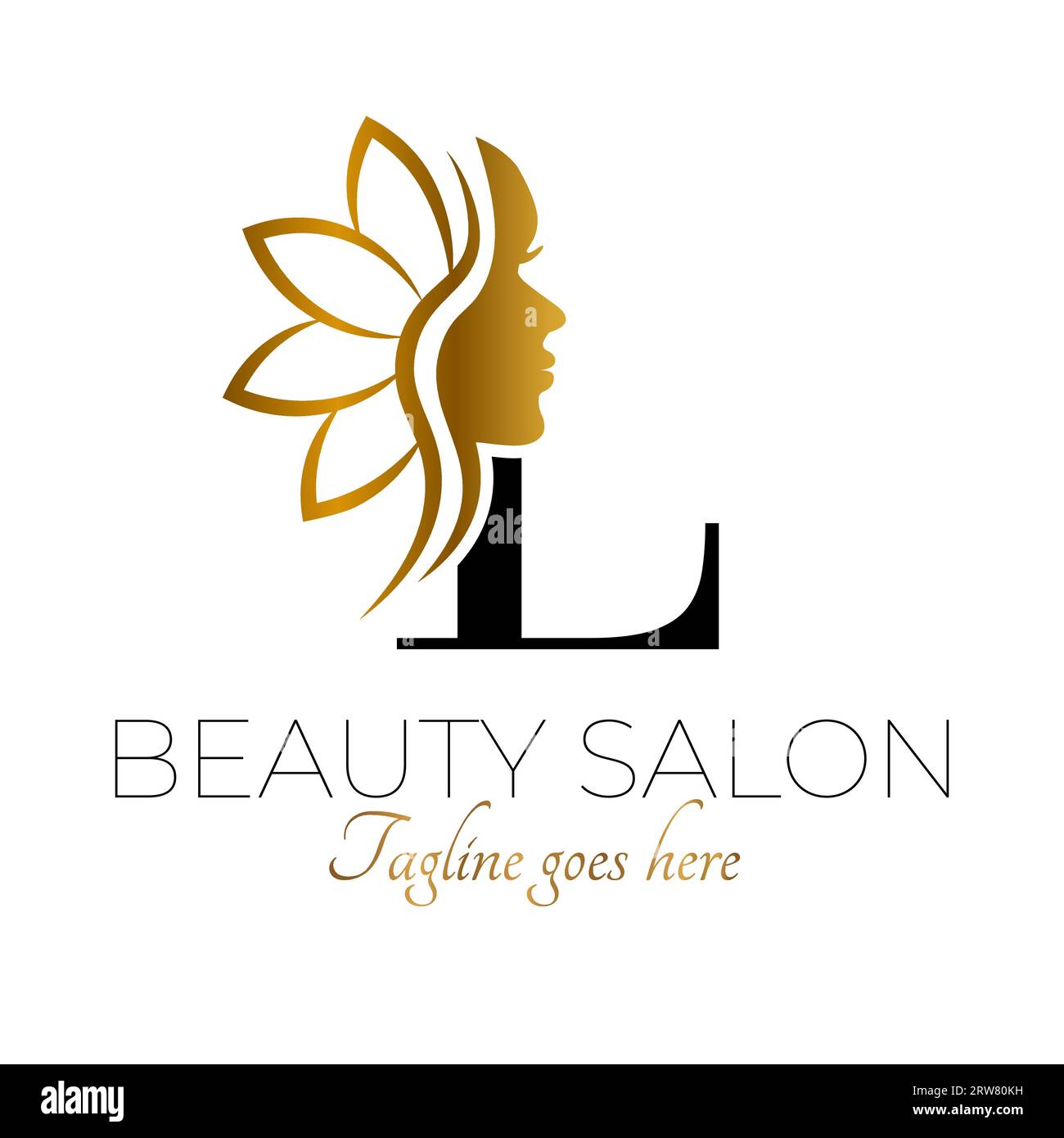 L Letter Initial Beauty Brand Logo Design in Black and Gold Stock ...