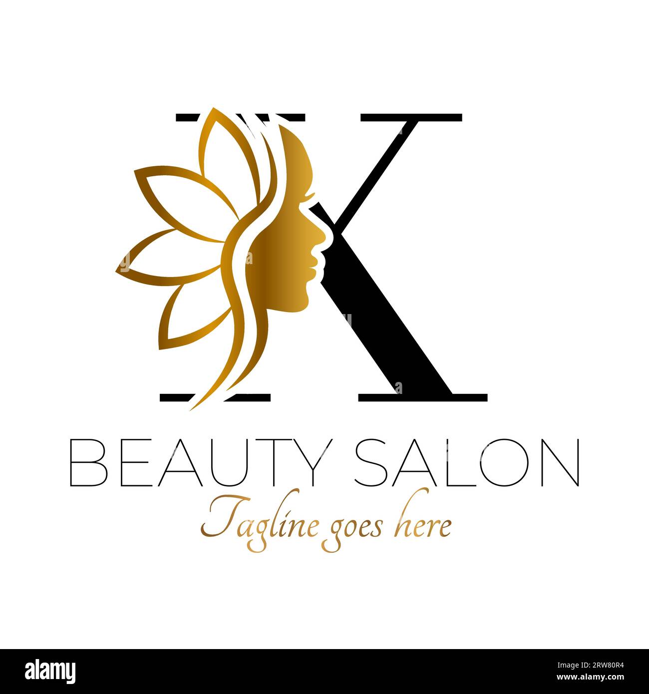 X Letter Initial Beauty Brand Logo Design in Black and Gold Stock ...