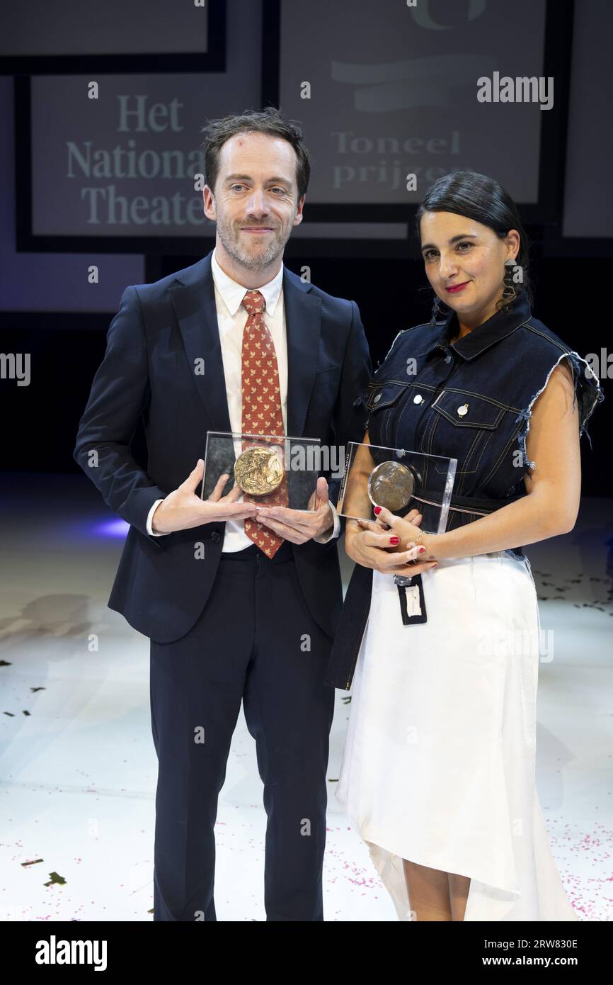 AMSTERDAM - Mariana Aparicio and Eelco Smits have been awarded the Theo d Or and the Louis d Or, the most important Dutch theater prizes. Aparicio received the statuette for her role in The Years of the National Theater, Smits for his role in History of Violence by Toneelschuur Producties. The prizes were awarded during the Gala of the Dutch Theater. ANP EVERT ELZINGA netherlands out - belgium out Stock Photo