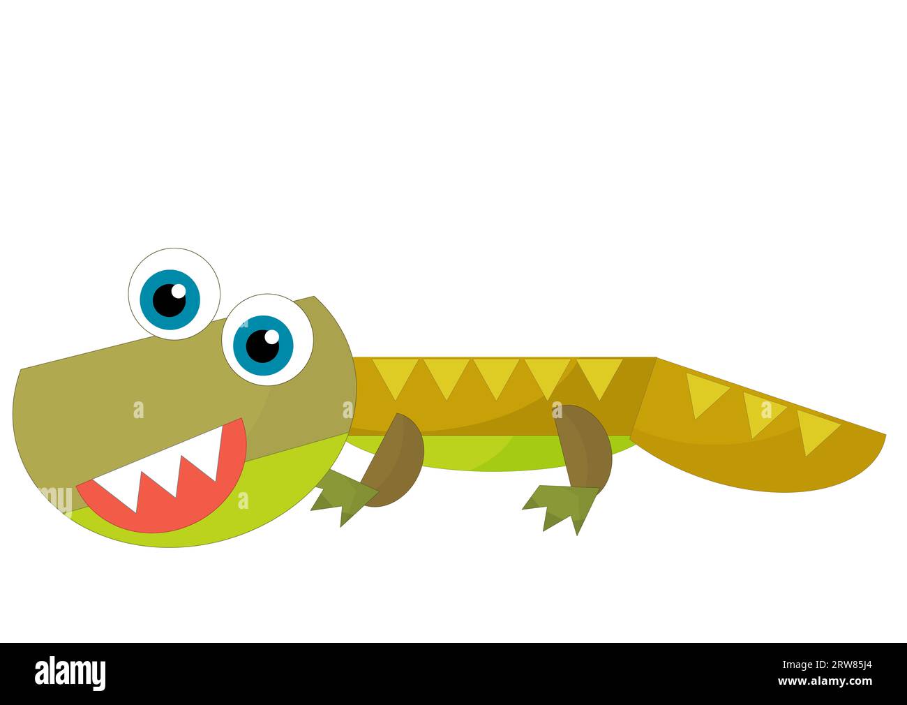 cartoon happy and funny colorful prehistoric dinosaur dino smiling friendly isolated illustration for children Stock Photo