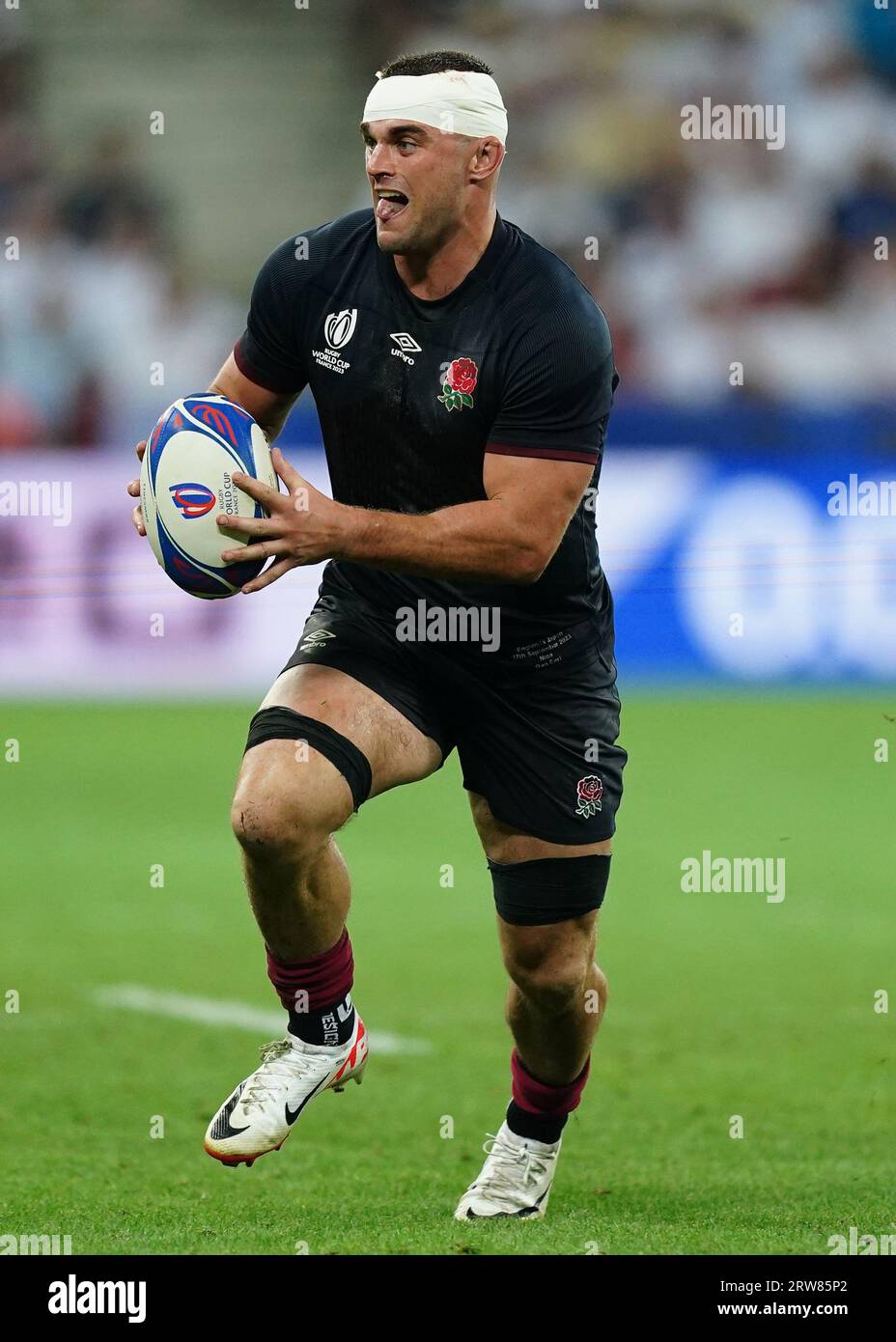 England's Ben Earl in action during the Rugby World Cup 2023, Pool D match at the Stade De Nice, France. Picture date: Sunday September 17, 2023. Stock Photo