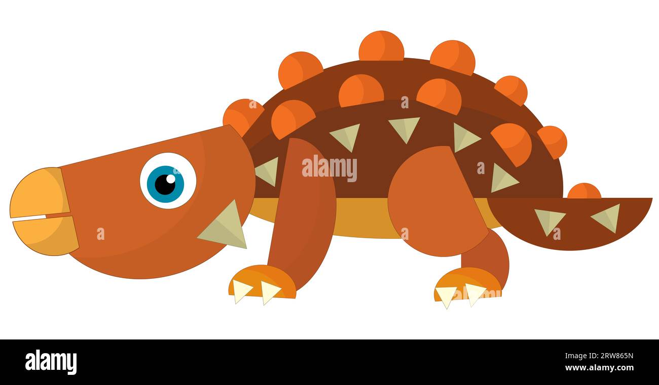 cartoon happy and funny colorful prehistoric dinosaur isolated illustration for kids Stock Photo