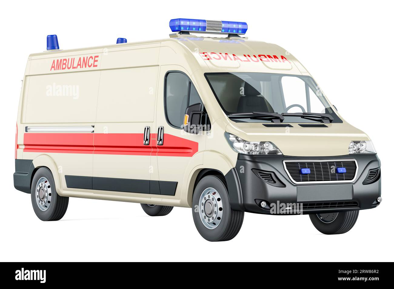 Ambulance van, ambulance. 3D rendering isolated on white background ...