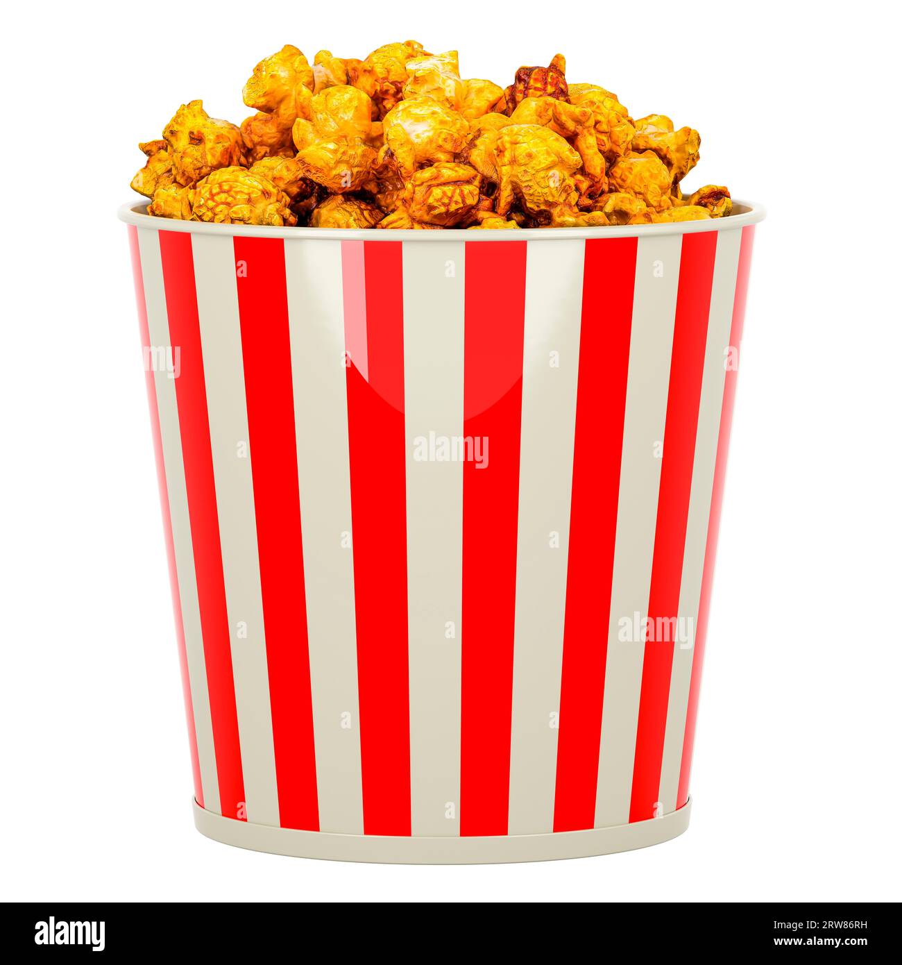 Large Popcorn Bucket with popcorn. Popcorn Container, 3D rendering