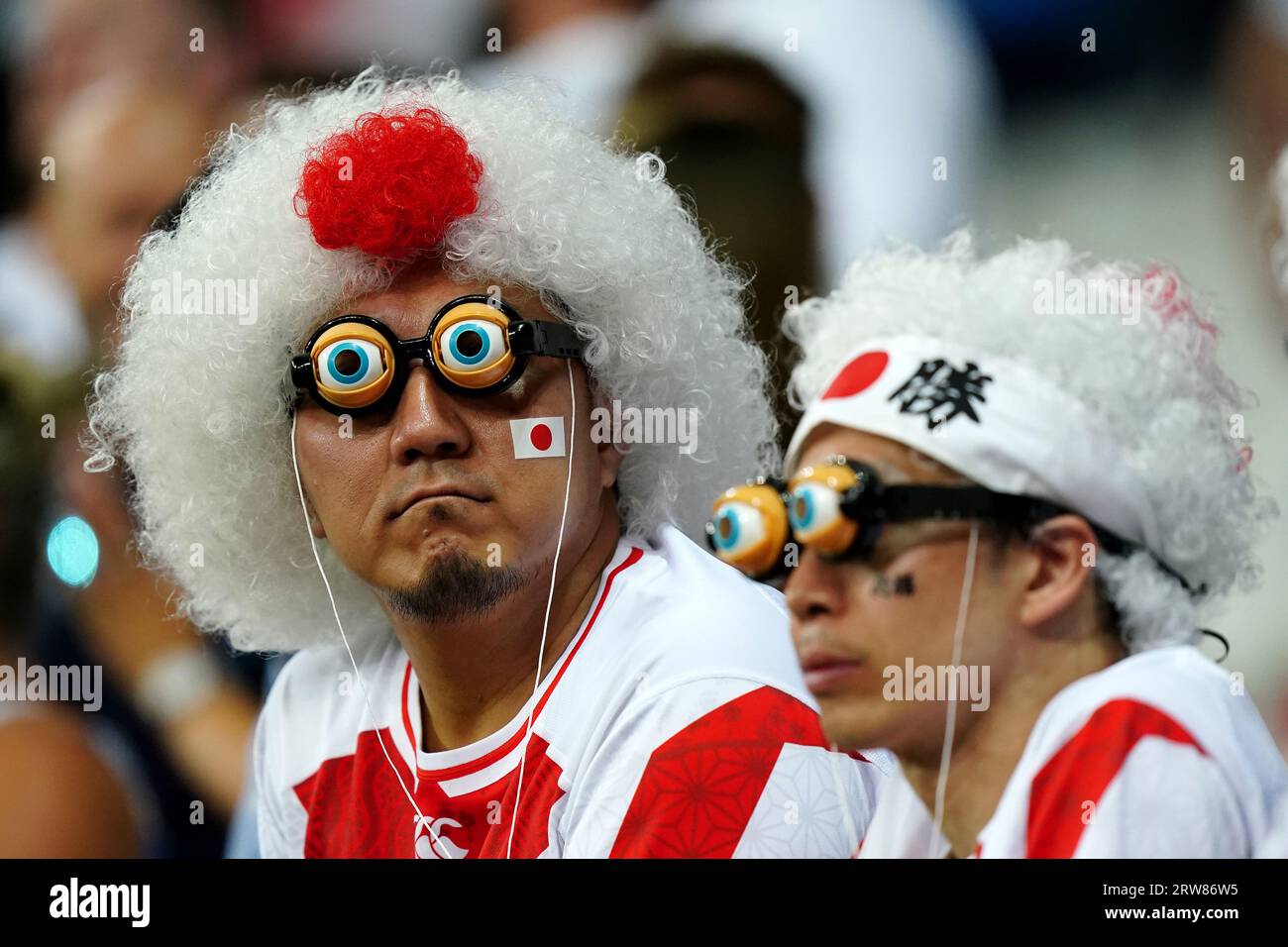 Japan fans look on during the Rugby World Cup 2023, Pool D match at the Stade De Nice, France. Picture date: Sunday September 17, 2023. Stock Photo