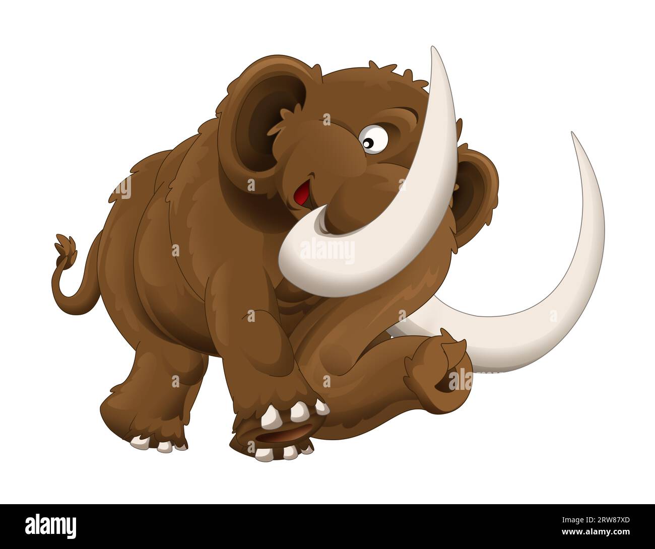 cartoon happy mammoth - isolated on white background illustration for