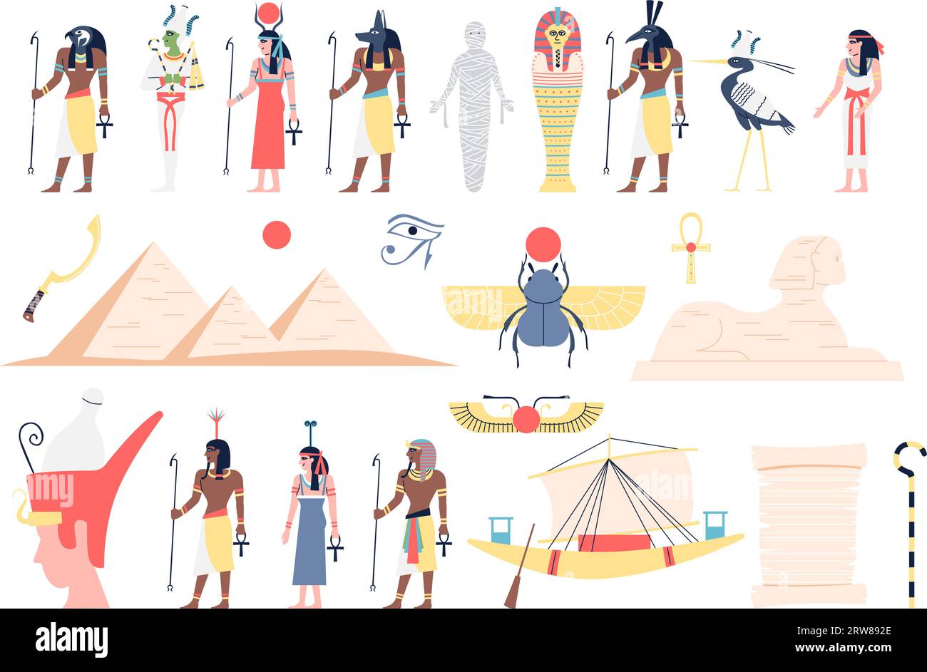 Egyptian element. Ancient egypt civilization and culture. Gods and