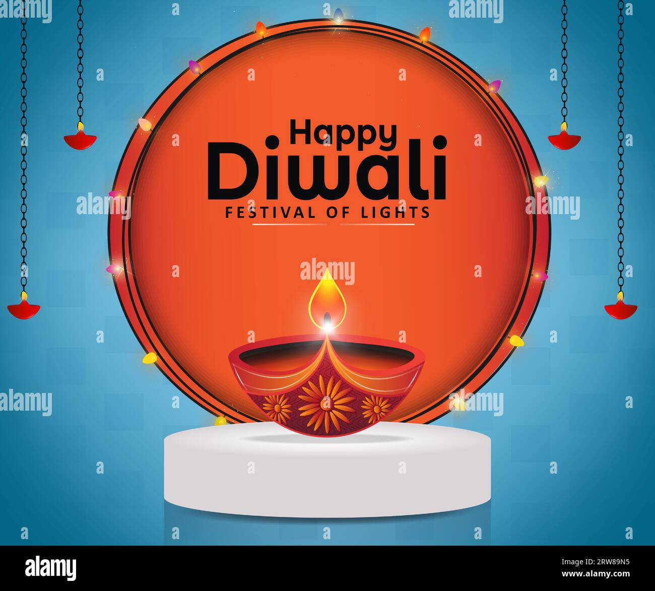 Happy Diwali festival of lights greeting card Stock Vector Image & Art