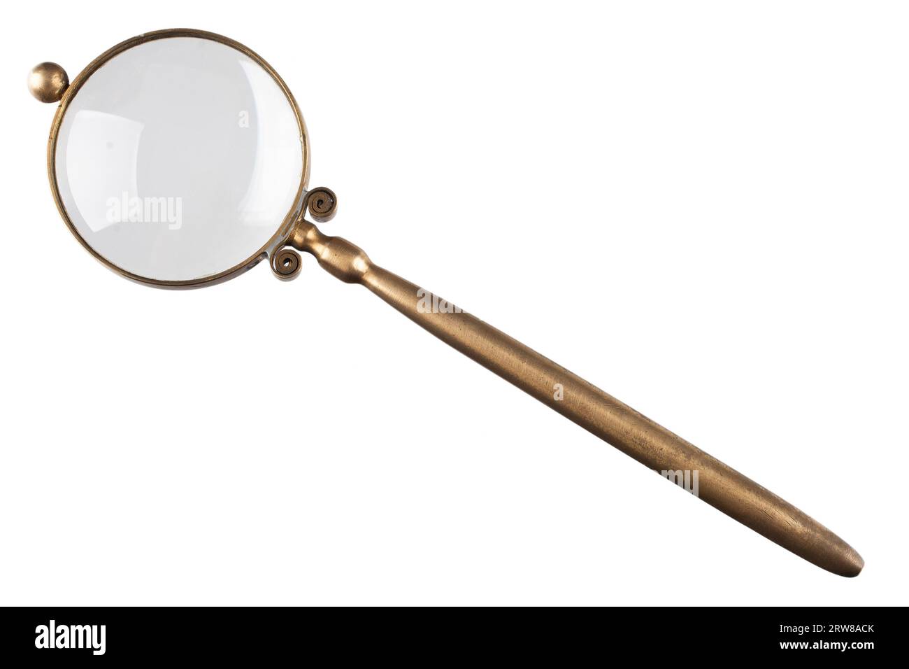 Antique vintage magnifying glass isolated on white background Stock