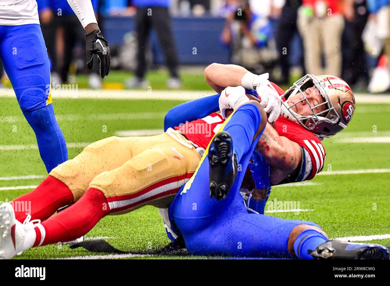 San Francisco 49ers running back Christian McCaffrey in action during the  NFC Championship NFL football game on Sunday, Jan. 29, 2023, in  Philadelphia. (AP Photo/Matt Rourke Stock Photo - Alamy