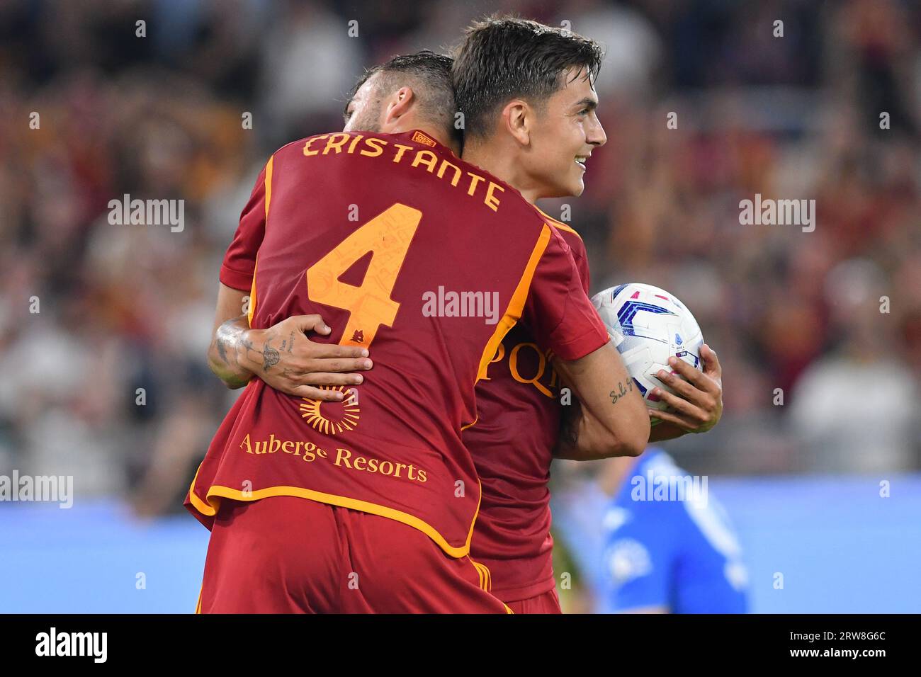 Rome, Lazio. 17th Sep, 2023. Bryan Cristante of AS Roma celebrates scoring  his goal during the Serie A match between Roma v Empoli at Olympic stadium,  Italy, September 17th, 2023. Photographer01 Credit: