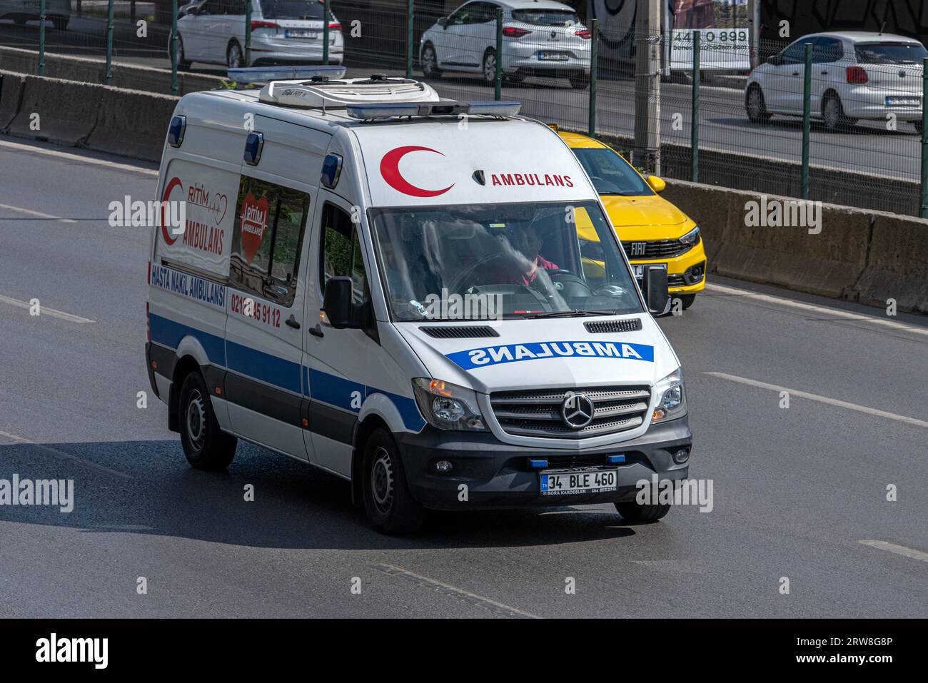 ISTANBUL, TURKEY SEPTEMBER 17, 2023 Turkish ambulance vehicle on the